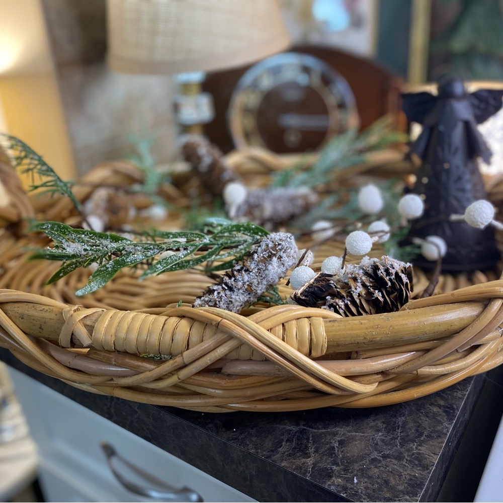 Vintage Wicker Basket Tray